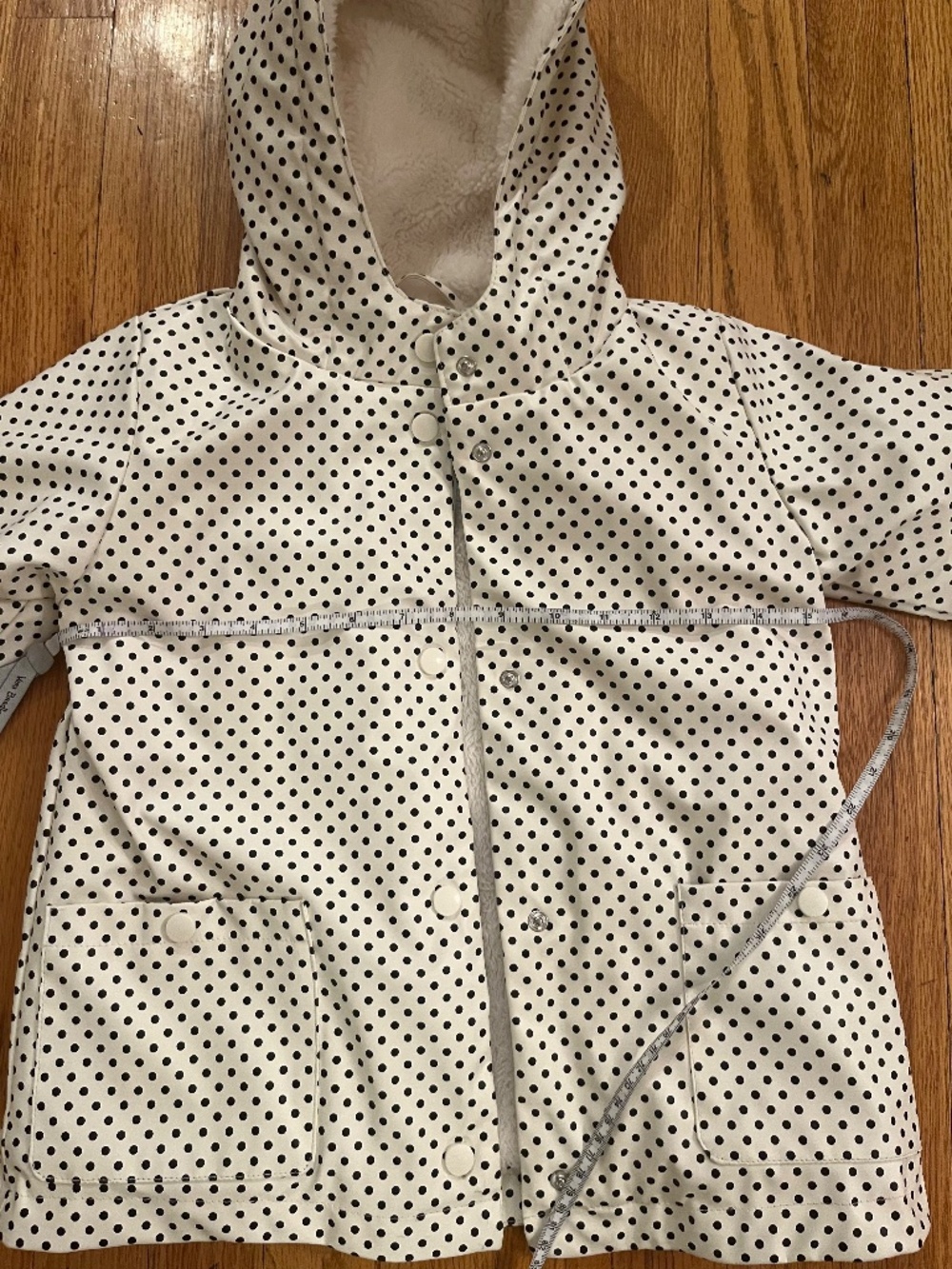 C&C California White Black Polka Dot Cozy Fleece Raincoat Size 6 - Picture 5 of 5